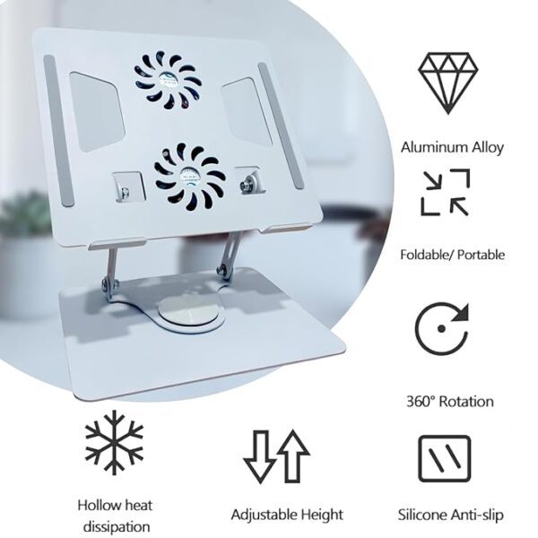 Laptop Stand Fan with a 360 Rotating Base - Image 2