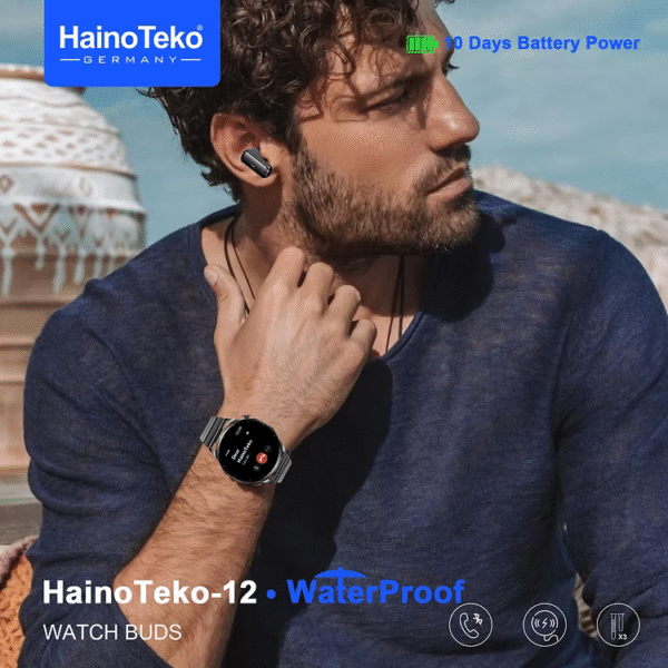 HainoTeko-12 Smartwatch with Earbuds - Image 4
