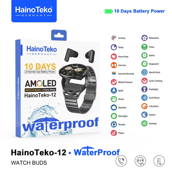 HainoTeko-12 Smartwatch with Earbuds - Image 2