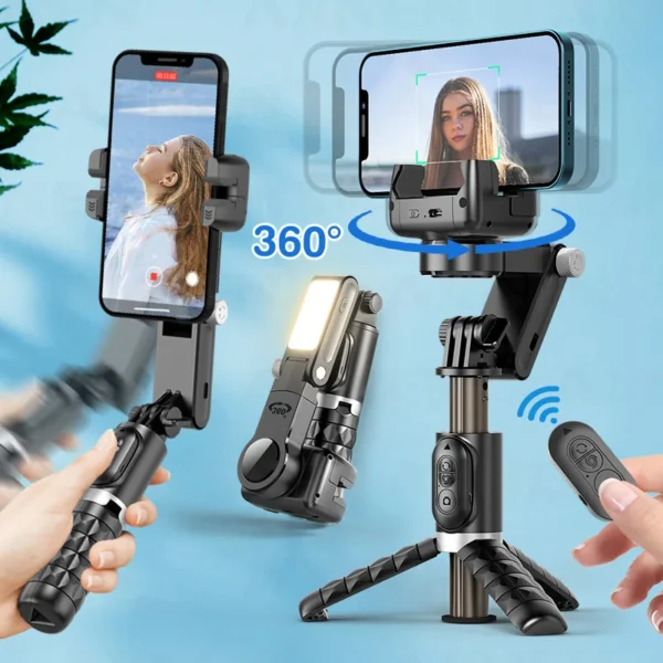 Q18 Rotating Desktop Tripod with Gimbal Stabilizer - Image 2