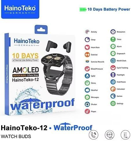 HainoTeko-12 Smartwatch with Built-in Earbuds