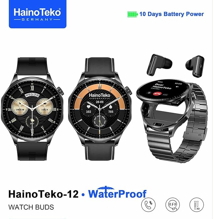 HainoTeko-12 Smartwatch with Built-in Earbuds