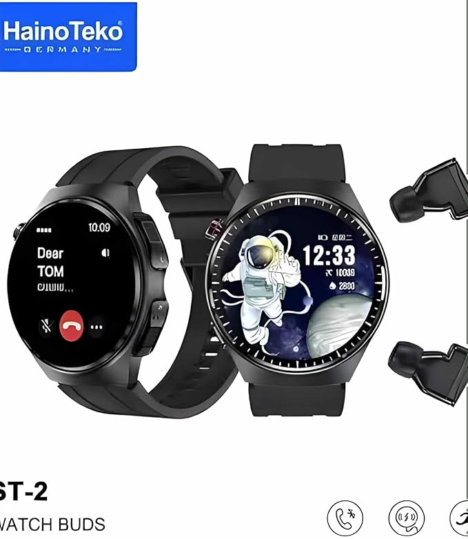 HainoTeko-12 Smartwatch with Built-in Earbuds