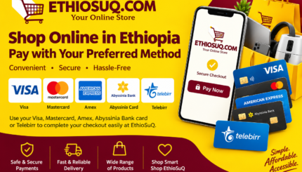 Easy Online Shopping in Ethiopia: Pay with Visa, Mastercard, Amex, Abyssinia Card & telebirr